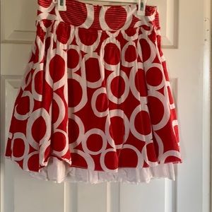 Red mid length skirt